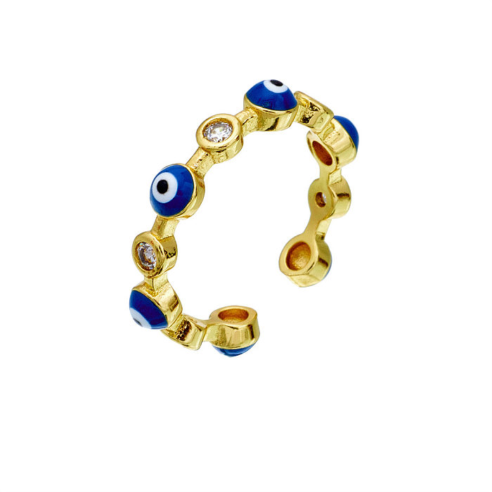 Neuer geometrischer offener Ring mit tropfendem Öl und Teufelsauge aus verkupfertem 18-karätigem Gold