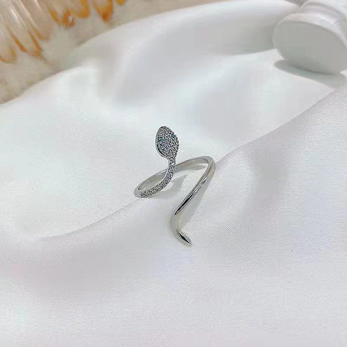Estilo moderno romântico estilo simples letra animal formato de coração liga cobre banhado a ouro pedras preciosas artificiais pérolas artificiais anel aberto de diamante artificial a granel