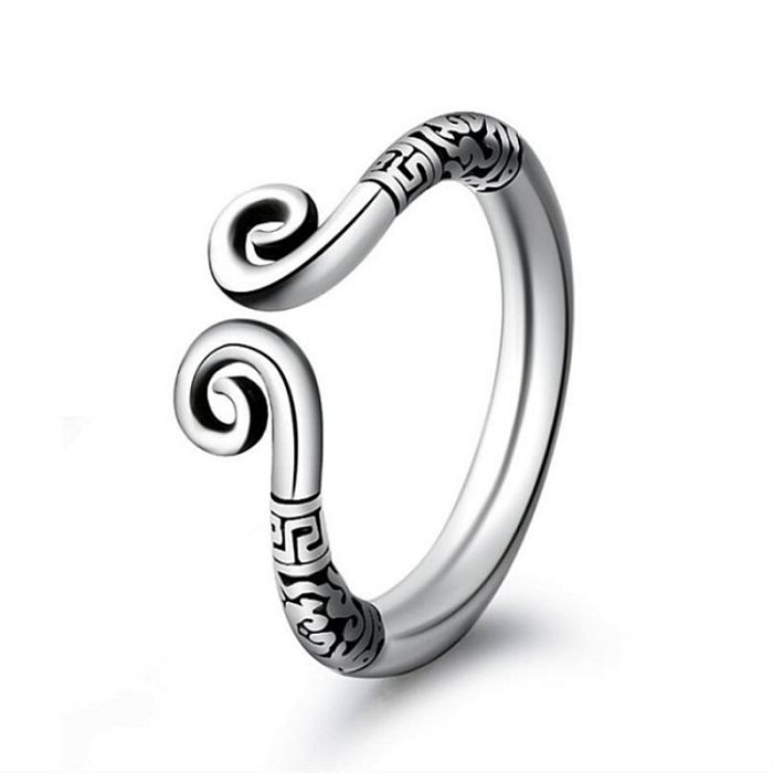 Chinoiserie Simple Style Solid Color Alloy Copper Open Ring