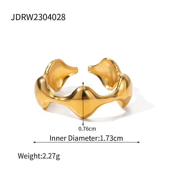 IG Style Simple Style Irregular Stainless Steel Plating 18K Gold Plated Open Ring