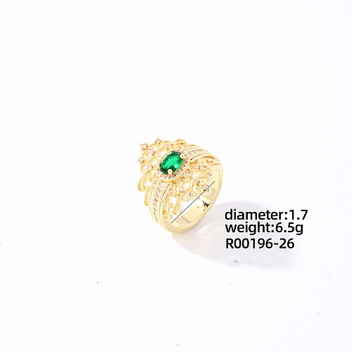 Elegant Glam Shiny Geometric Copper Plating Inlay Zircon White Gold Plated Gold Plated Rings