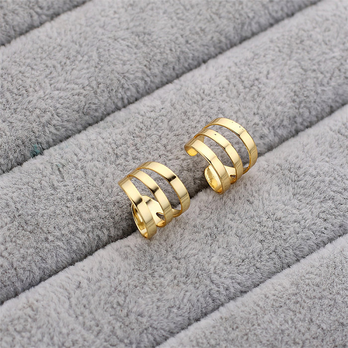 1 peça estilo simples cor sólida em camadas chapeamento cobre banhado a ouro punhos de orelha