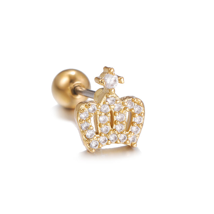 1 Piece Simple Style Flower Plating Inlay Brass Zircon 18K Gold Plated White Gold Plated Ear Studs