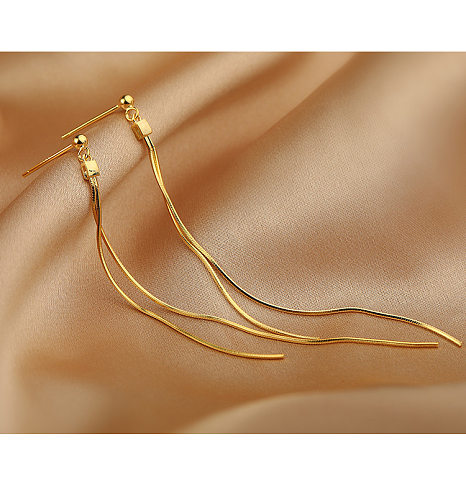 1 paire de boucles d'oreilles pendantes en cuivre plaqué géométrique, Style Simple