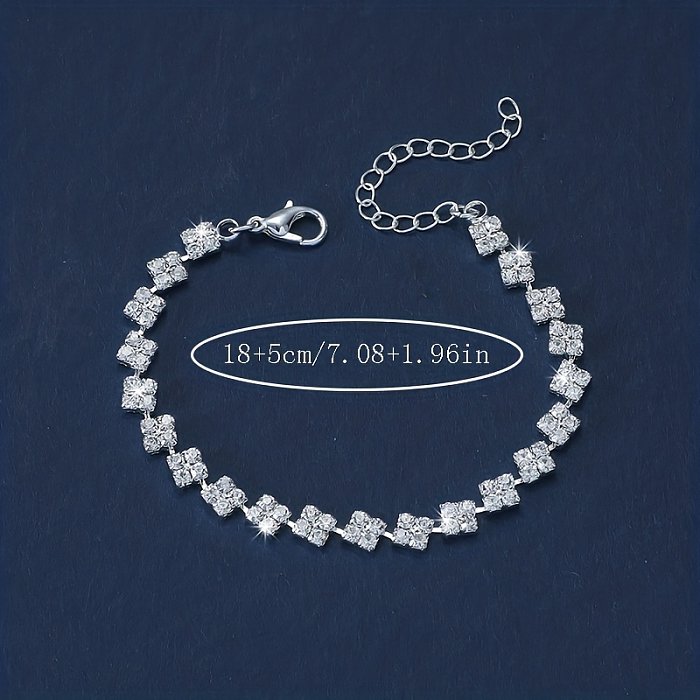 Bracelets de strass incrustés de placage de cuivre carré brillant de style simple