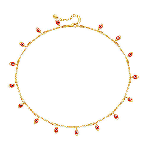 Ethnic Style Eye Copper Enamel Plating Pendant Necklace