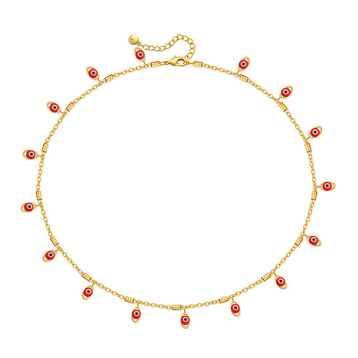 Ethnic Style Eye Copper Enamel Plating Pendant Necklace