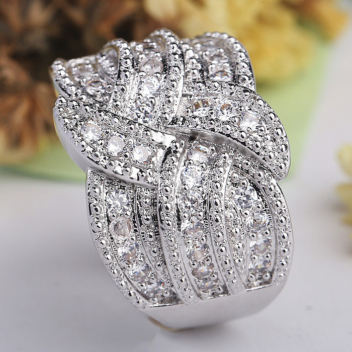 Anéis luxuosos de gema com revestimento de cobre geométrico feminino
