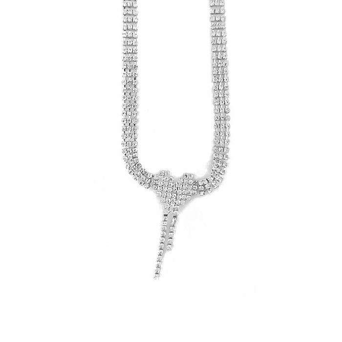 Tour de cou sexy en forme de cœur avec incrustation de cuivre et diamant artificiel