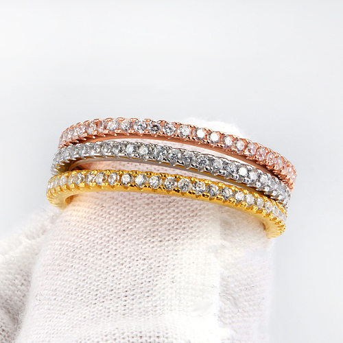 Glam Round Copper Gold Plated Zircon Rings