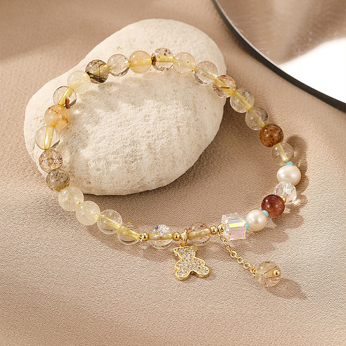 Bracelets de perles de cuivre ronds irréguliers de style féerique