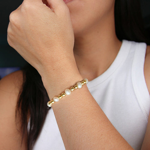 IG Style Modern Style Geometric Freshwater Pearl Copper Bracelets
