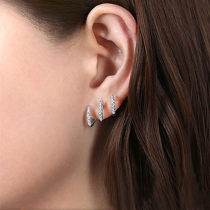 1 Pair Simple Style Geometric Copper Inlay Zircon Ear Studs