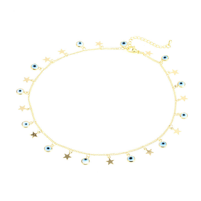 Moda estrela olho cobre esmalte feminino pulseiras colar 1 peça