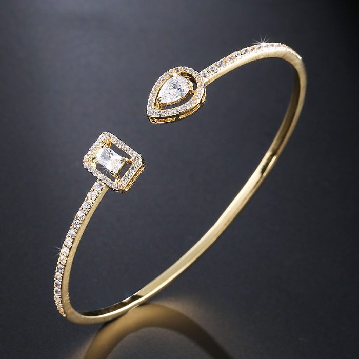 1 Piece Fashion Water Droplets Copper Inlay Zircon Bangle