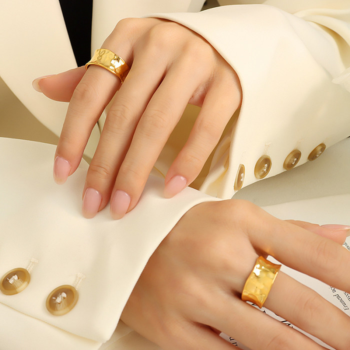 Wholesale 1 Piece Simple Style Solid Color Titanium Steel 18K Gold Plated Open Ring