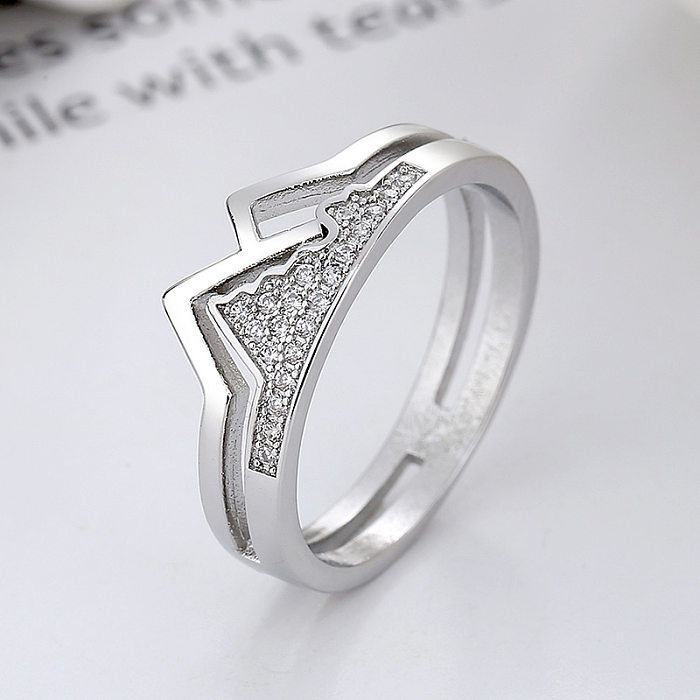 Elegant Lady Mountain Copper Plating Inlay Zircon Rings