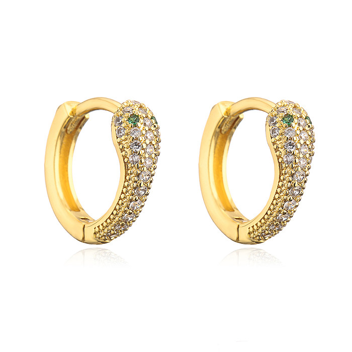 New Style Copper Plated 18K Gold Micro Inlaid Zircon Snake Earrings