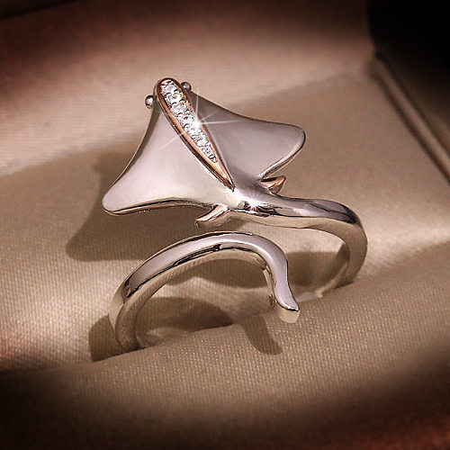 Casual Geometric Copper Inlay Artificial Gemstones Open Rings