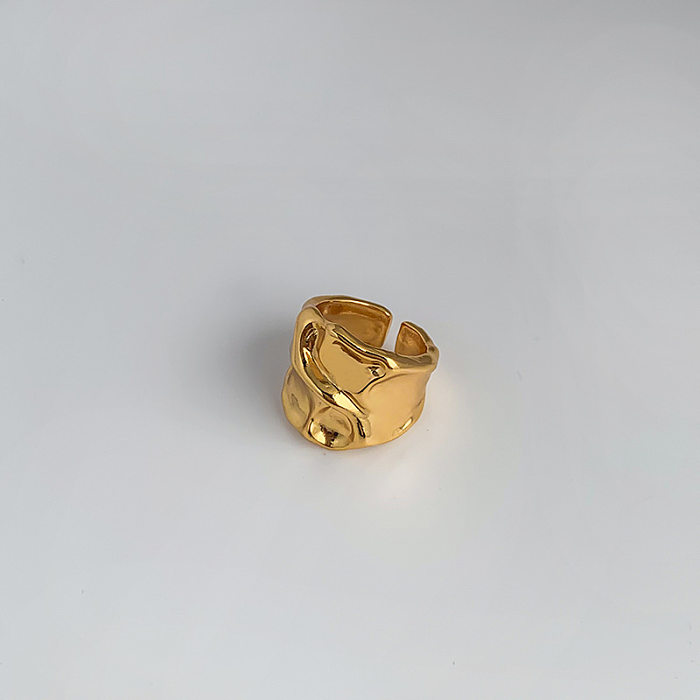 IG-Stil, einfacher Stil, geometrische Verkupferung, 24 Karat vergoldete offene Ringe