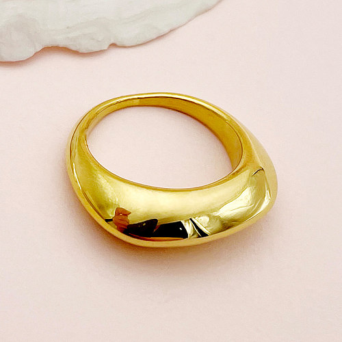 Casual Simple Style Roman Style Solid Color Stainless Steel Plating Gold Plated Rings