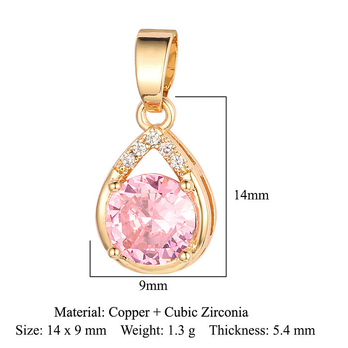 Modern Style Water Droplets Heart Shape Copper Plating Inlay Zircon Charms