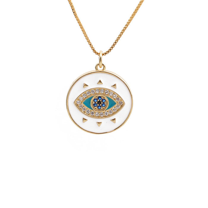 Yiwu Außenhandel Kupfer Zirkon Ornament Großhandel Europäischen Und Amerikanischen Kupfer Überzogene Echte Gold Liebe Fatima Teufels Auge Halskette
