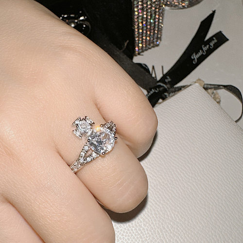1 Piece Retro Star Copper Plating Inlay Artificial Gemstones Open Ring