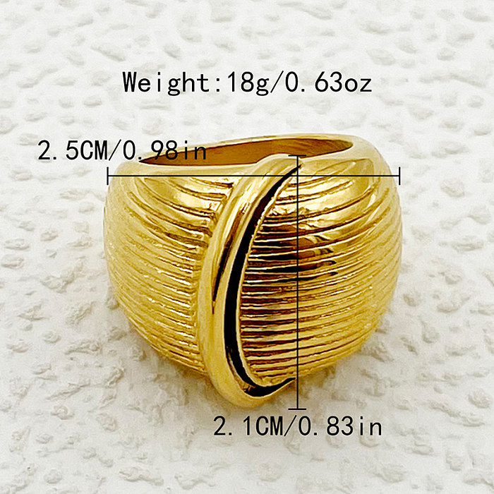 Atacado estilo simples comutar anéis banhados a ouro com revestimento de aço inoxidável de cor sólida