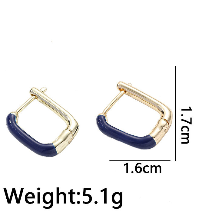 1 Paar schlichte quadratische Kupfer-Emaille-Ohrringe