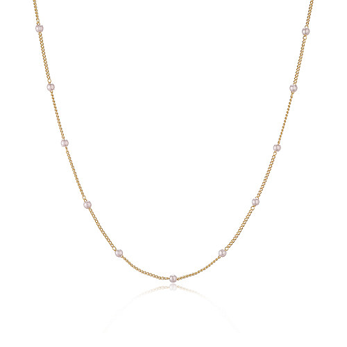 Elegant Sweet Round Petal Copper Patchwork Plating Inlay Artificial Pearls Zircon 18K Gold Plated Pendant Necklace