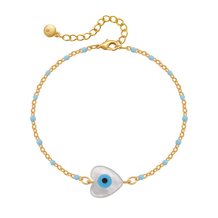 Elegant Ethnic Style Streetwear Devil'S Eye Copper Enamel Bracelets