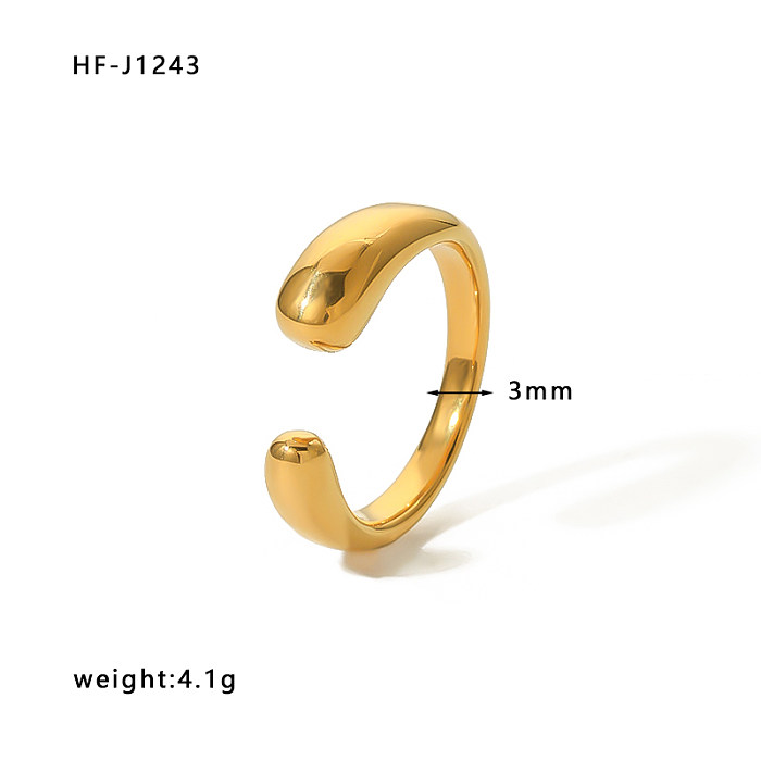 Wholesale Vintage Style Simple Style Solid Color Stainless Steel Plating 18K Gold Plated Gold Plated Rings