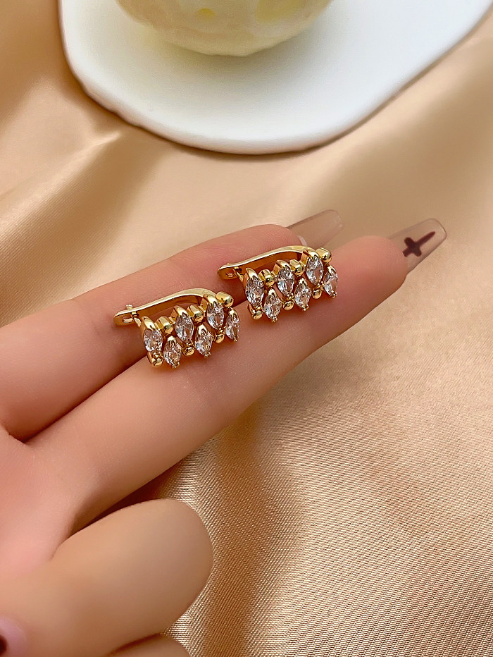 1 Pair Casual Simple Style Irregular Solid Color Plating Inlay Copper Zircon White Gold Plated Gold Plated Hoop Earrings