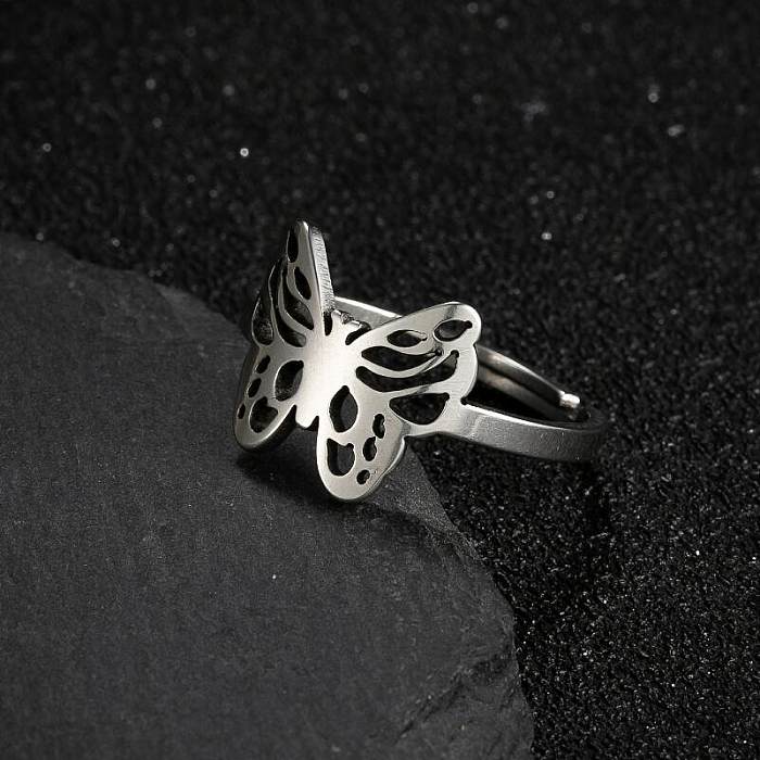 Modern Style Butterfly Stainless Steel Plating Open Rings