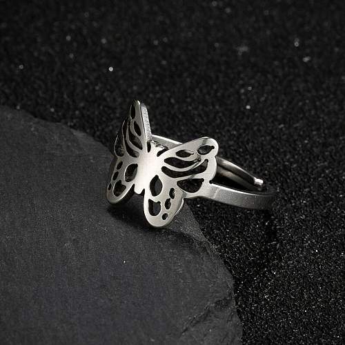 Modern Style Butterfly Stainless Steel Plating Open Rings
