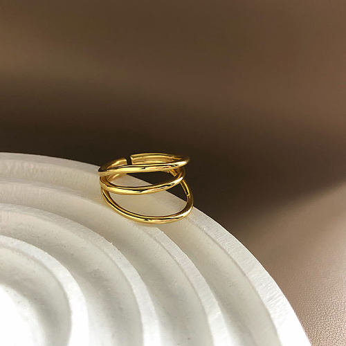 Simple Style Geometric Copper Plating Open Ring