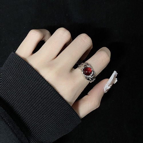 Modern Style Geometric Copper Plating Inlay Artificial Gemstones Gold Plated Open Ring