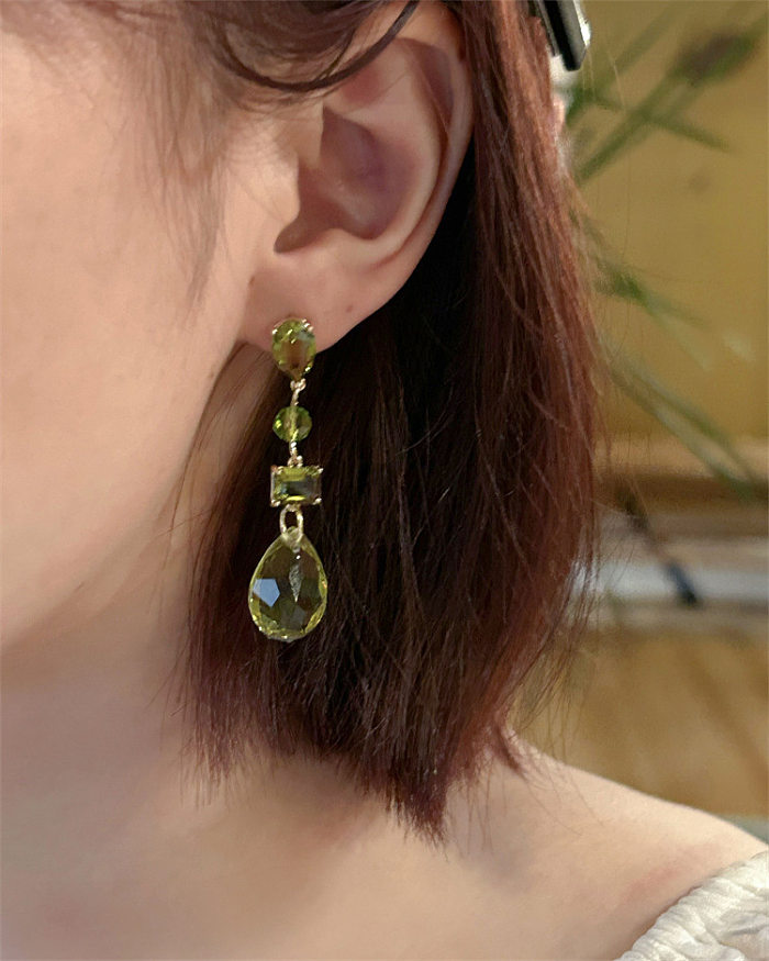 1 Pair Modern Style Water Droplets Plating Inlay Copper Zircon Drop Earrings