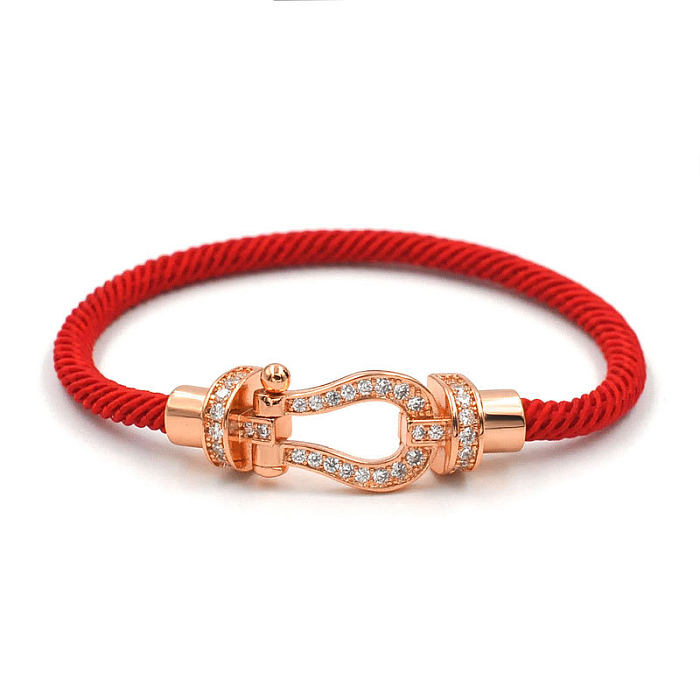 Elegant U Shape Copper Plating Inlay Zircon Wristband
