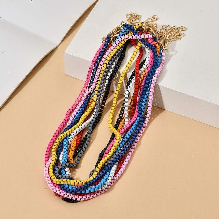 Retro Solid Color Copper Necklace In Bulk