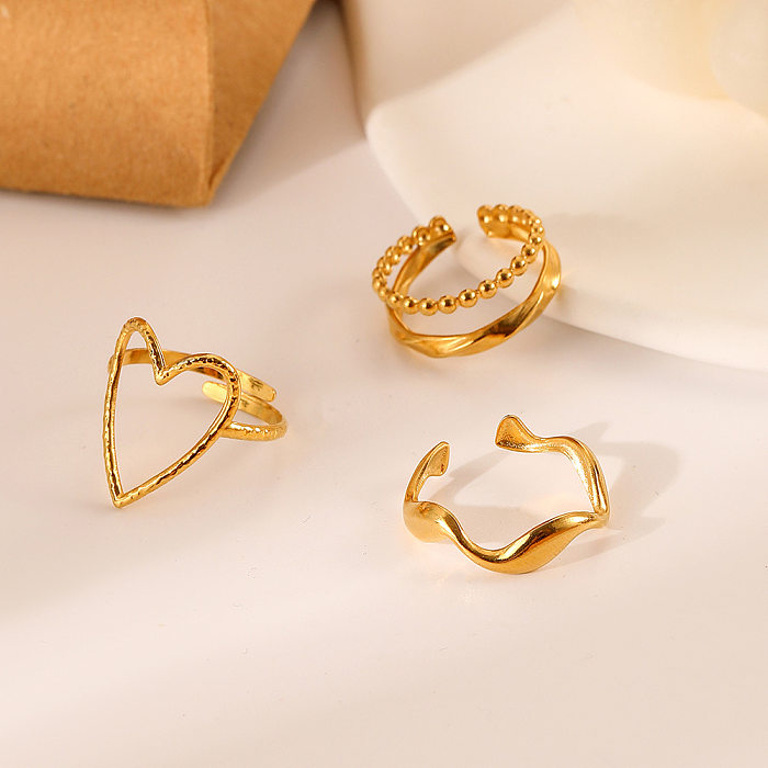 Fashion Heart Shape Stainless Steel Plating Open Ring