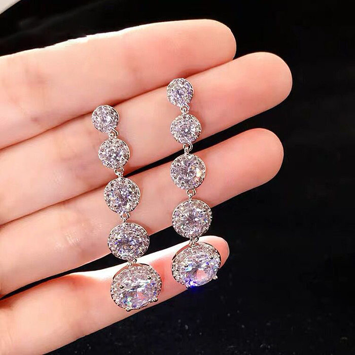 1 Pair Simple Style Round Inlay Copper Zircon Ear Studs