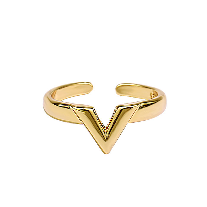 Anéis abertos de cobre em forma de V streetwear