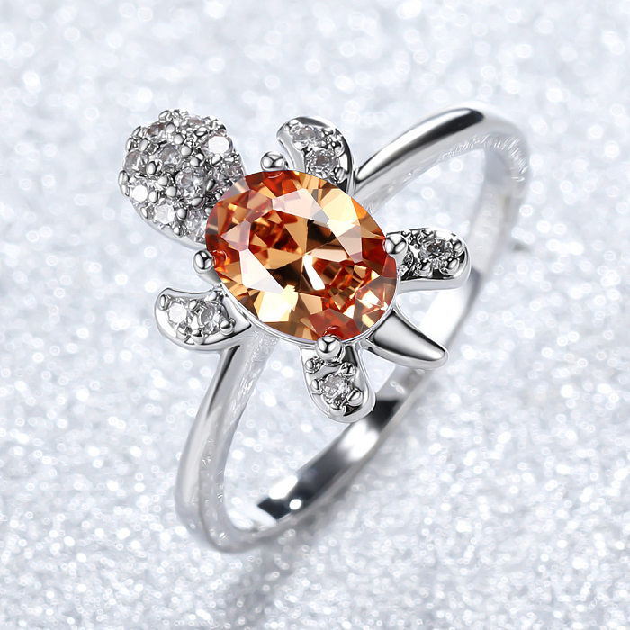 Anéis de pedras preciosas artificiais do embutimento animal do chapeamento de cobre do estilo simples