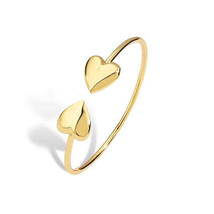 IG Style Casual Heart Shape Copper Plating 18K Gold Plated Bangle