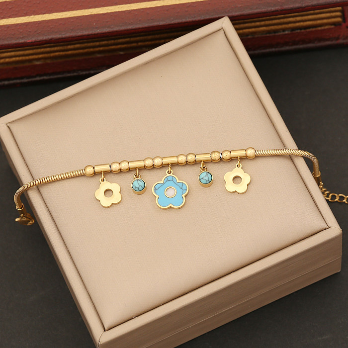 IG Style Classic Style Flower Stainless Steel Plating Inlay Turquoise Bracelets Earrings Necklace