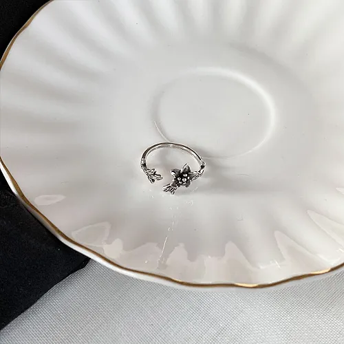 1 Piece Simple Style Flower Copper Plating Open Ring