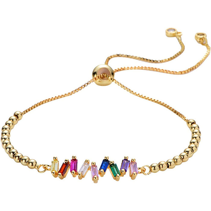 Casual Elegant Geometric Copper Inlay Zircon Bracelets