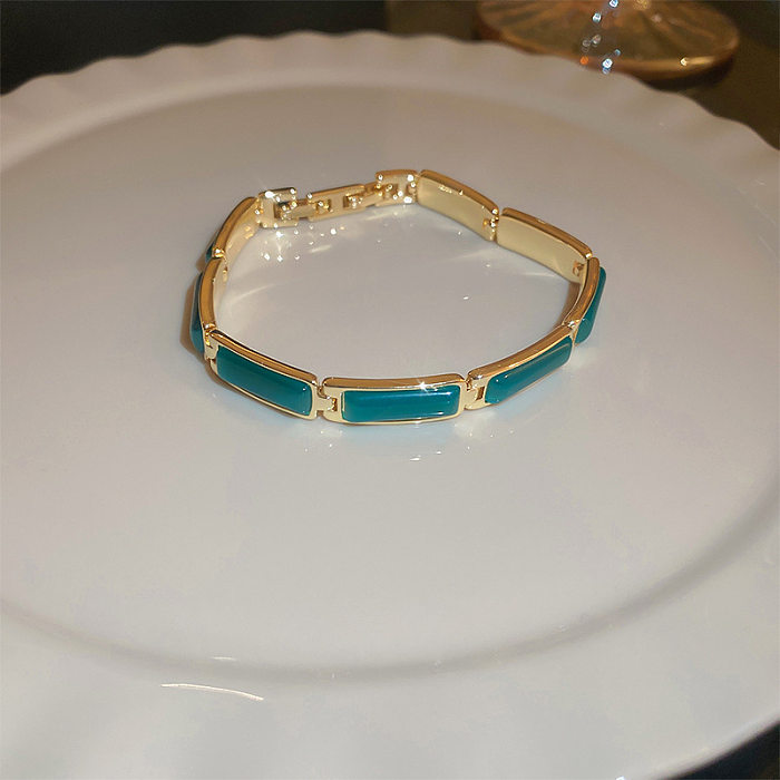 Fashion Geometric Copper Inlay Opal Zircon Bracelets 1 Piece